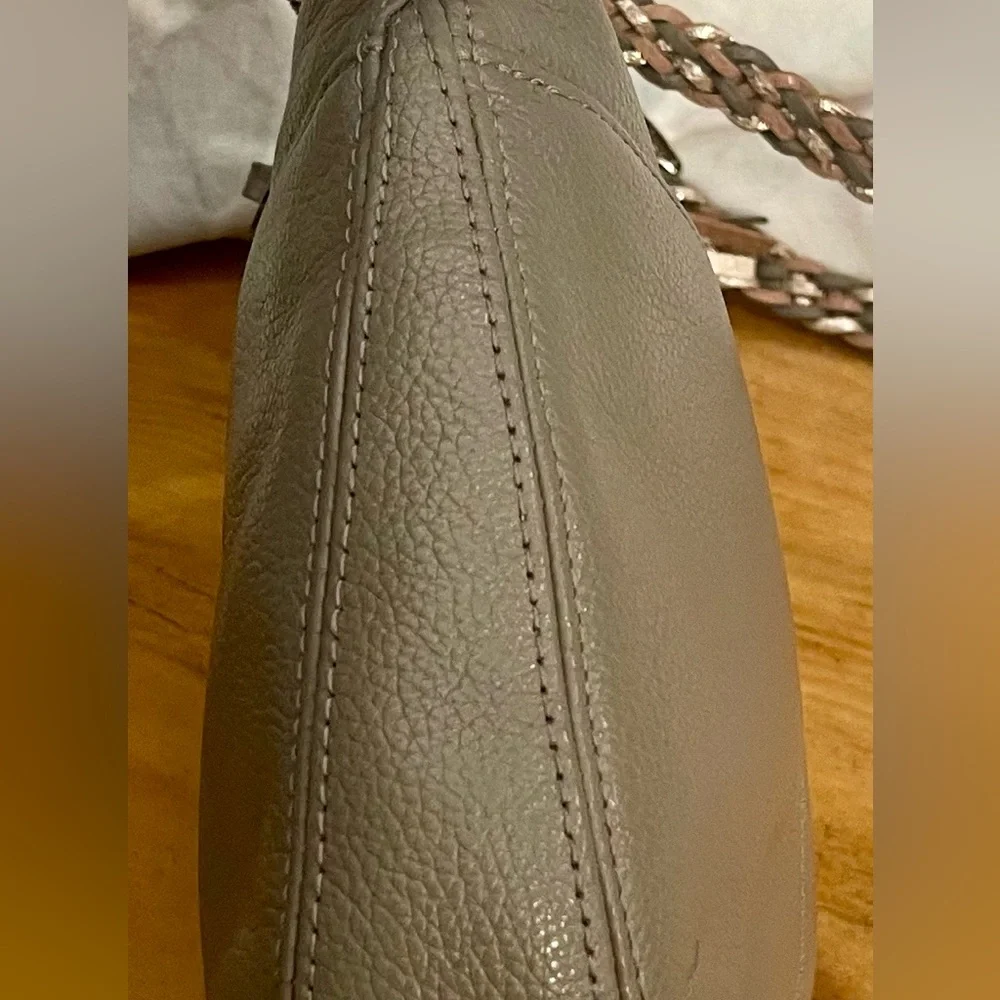 Brighton Taupe Leather Crossbody Bag with Braided Strap & Heart - Picture 15 of 16